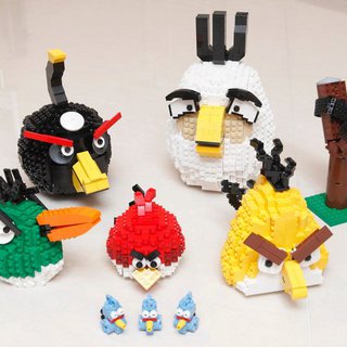 Group photo of lego angry birds