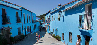 A street painted blue