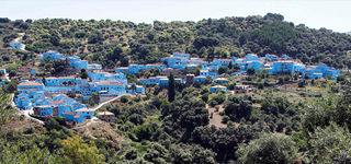 A village painted blue